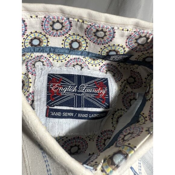 English Laundry Men's Blue Print Shirt L Button Up Christopher Wicks M26 - Picture 10 of 14